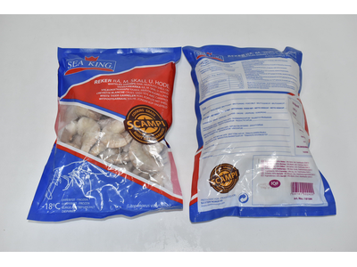 Šaldytos baltakojės blyškiosios krevetės, 16/20 be galvos, su kiautu 1kg/0,75 kg