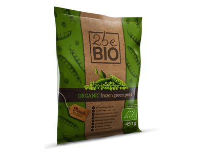 Ekologiški šaldyti žirneliai, 2beBIO, 450 g, LT-EKO-001