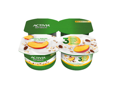 Valgom. jogurtas ACTIVIA su persikais, dribsn., 2,6 % rieb., 480 g
