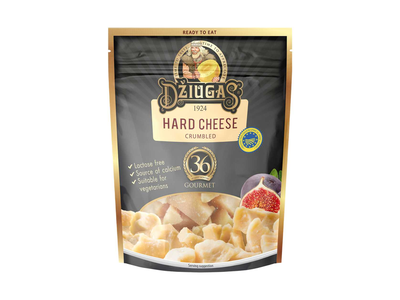 Trupintas kietasis sūris DŽIUGAS GOURMET (brandintas 36 mėn., 40%), 100g