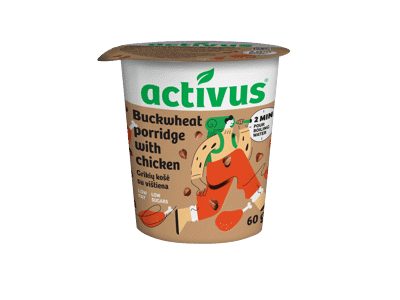 Grikių dribsnių košė ACTIVUS su vištiena, 60 g