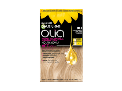 Garnier Olia 10.1, labai šviesi pelenų blondinė. 