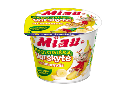 Ekologiška varškytė su bananais MIAU, 6 % rieb., 100 g