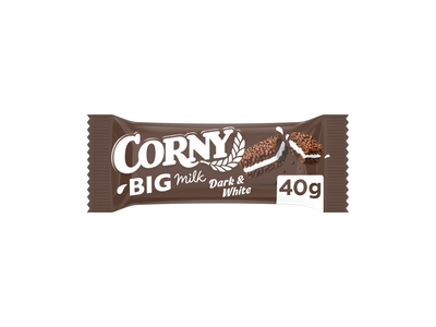 Batonėlis CORNY BIG MILK DARK & WHITE, 40 g