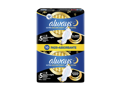 Higieniniai paketai ALWAYS Ultra Secure Night Extra, S5, 10 vnt.