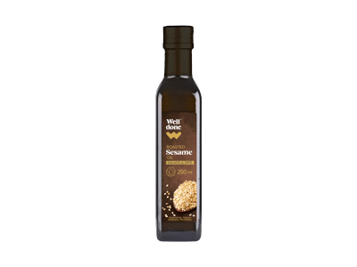Šalto spaudimo skrudintų sezamų aliejus WELL DONE, 250 ml