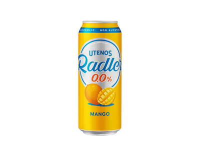 Nealkoholinis alaus kokteilis UTENOS Radler Mango, 0,5 l, skardinė D