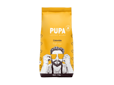Rūšinės kavos pupelės PUPA COLOMBIA 100 % ARABIKA, 1 kg