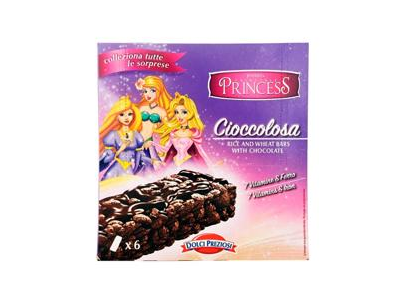 Kakav. ryžių ir kviečių batonėlis su šok. PRINCESSA, 120 g