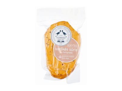 Rūkytas varškės sūris su kmynais, 8,9 % rieb., 400 g