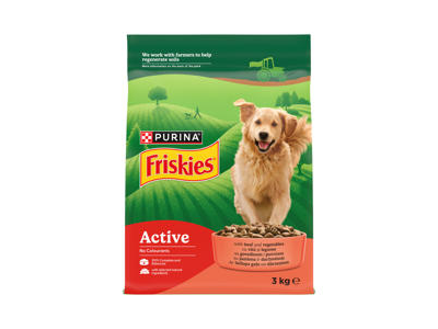 Sausas šunų ėdalas FRISKIES ACTIVE su jautiena, 3 kg