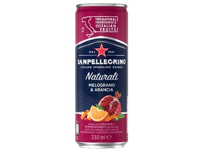 Gaivusis gazuotas gėrimas SAN PELLEGRINO Melograno E Arancia, 0.33l, skardinė, D