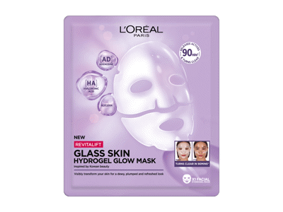 Hidrogelinė veido kaukė L'Oreal Paris Revitalift Filler Glass Skin, 38 g