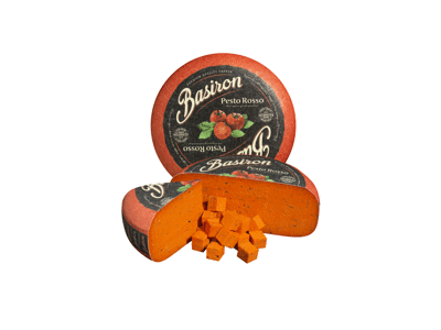 Puskietis sūris su raudonuoju pesto BASIRON, 50% rieb. s. m., 1 kg
