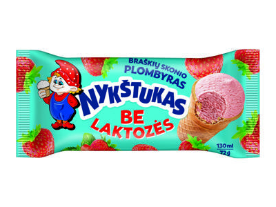 Plombyriniai ledai NYKŠTUKAS be laktozės, braškių skonio, 75 g