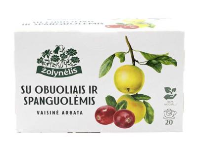 Vaisinė arbata ŽOLYNĖLIS su obuoliais ir spanguolėmis, 20 vnt.