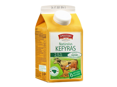 Natūralus ŽEMAITIJOS kefyras, 2,5 %rieb., 500 g