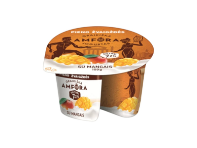 Jogurtas GRAIKIŠKA AMFORA su mangais, 3,1 % rieb., 150 g