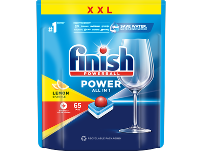 Indaplovių tabletės FINISH POWER ALL IN 1 LEMON, 65 vnt