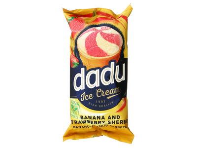 Bananų ir braškių šerbetas DADU, 120 ml/73 g
