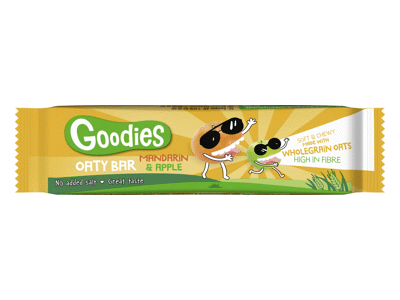Avižų batonėlis GOODIES su mandarinais, obuoliais, 36+ mėn., 23 g