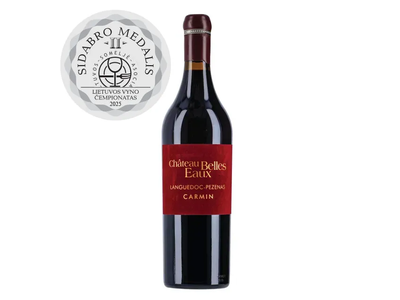 Raudonasis sausas vynas CHATEAU BELLES EAUX LANGUEDOC-PEZENAS CARMIN 15%, 750 ml