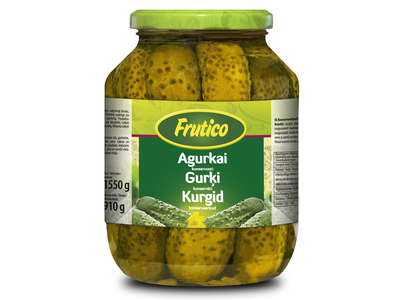 Marinuoti agurkai FRUTICO, 1,55 kg / 0,91 kg