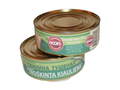 Konservuota troškinta kiauliena ECON, 230 g