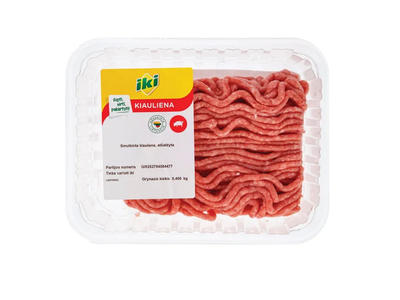 Smulkinta kiauliena riebumas ne did./kaip 20% dujose, IKI, 400g