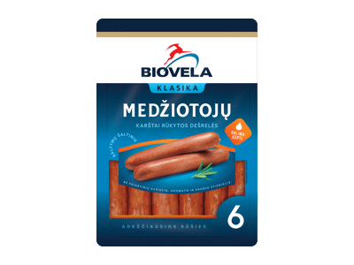 Karštai rūkytos BIOVELOS MEDŽIOTOJŲ dešrelės, A. r., 250 g