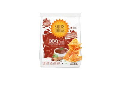 Trikampiai kukurūzų trapučiai SAULĖS GRŪDAS, BBQ skonio, 60 g