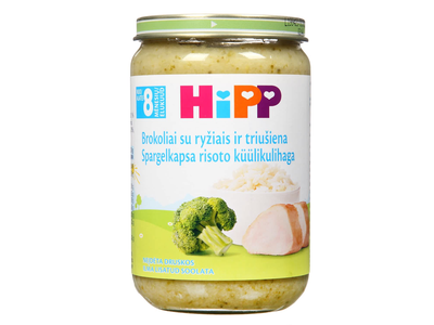 Brokolių tyrė HIPP su triušiena, 8+ m., 220 g