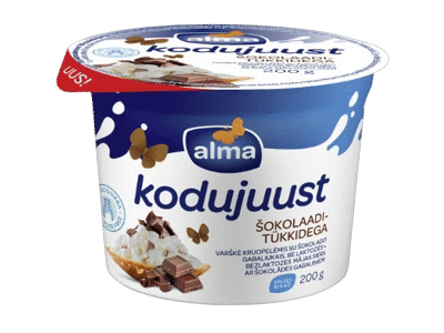 Grūdėtoji varškė ALMA su šokolado gab., be laktozės, 3,5 %, 200 g