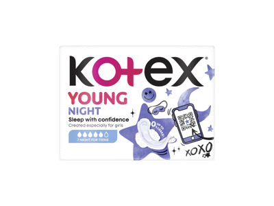 KOTEX YOUNG NIGHT Higieniniai paketai, 7vnt
