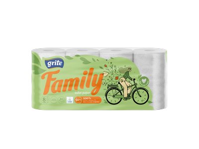 Tualetinis popierius GRITE Family, 3 sluoksnių, 8vnt