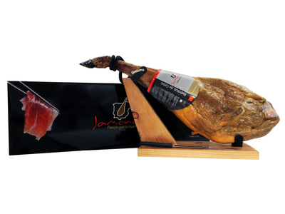 Vytintas kumpis JAMONDOR Iberico Cebo, su stovu ir peiliu, 8 kg