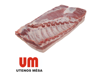 Atvėsinta kiaulienos šoninė, su kaulu, su oda, laisva, ~15 kg UTENOS MĖSA