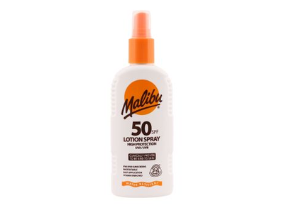 MALIBU SPF 50 apsauginis purškiamasis losjonas nuo saulės, 200 ml