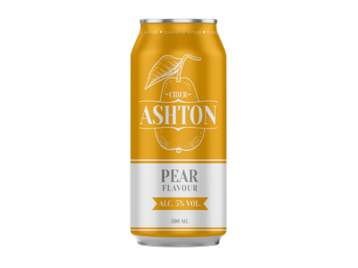 Gazuotas sidras ASHTON kriaušių skonio, 5% 0,5l