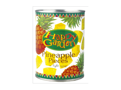 Konservuotų ananasų gabaliukai HAPPY GARDEN, 565 g