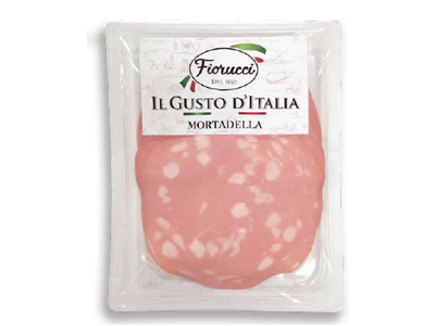 Virta kiaulienos dešra FIORUCCI Mortadella Bologna PGI., griežinėliais, a.r., 100g
