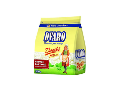 Varškė DVARO 9% rieb., 200g, pol.maiš. (patogi pakuotė)