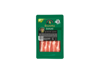 Bajorų šaltai rūkyta šoninė pjaustyta griežinėliais, 120g