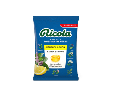 Pastilės RICOLA MENTHOL LEMON, citrinų skonio, 68 g