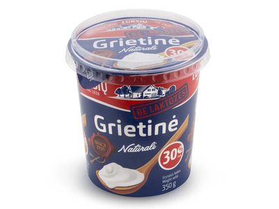 LUKŠIŲ grietinė be laktozės, 30 % rieb., 350 g