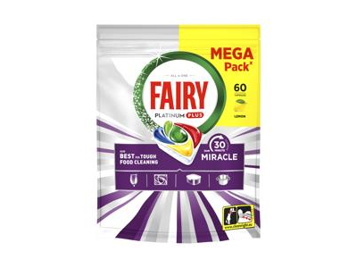Automatinių indaplovių kapsulės FAIRY Platinum+ Lemon Miracle, 60vnt
