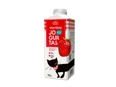 Jogurtas VILKYŠKIŲ, žemuogių skonio, 2% riebumo, 750 ml, tetratop