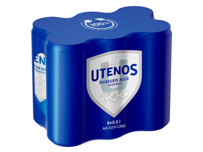 Šviesusis UTENOS alus, 5 %, 6 X 0,5 l sk.