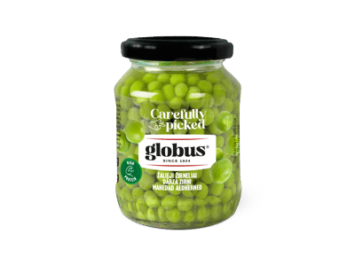 Konservuoti smulkūs žalieji žirneliai GLOBUS, stiklainyje, 330 g