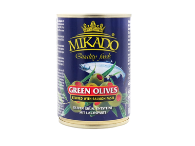Alyvuogės MIKADO su lašišų įd., 280 g / 90 g